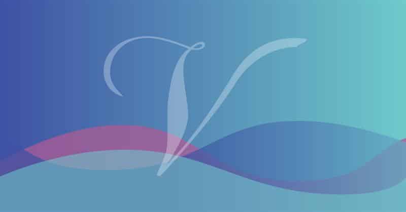 photo of cursive V with blue and purple background. Venathrive.